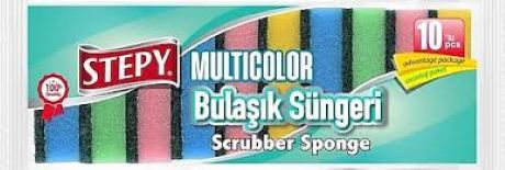 Stepy Bulasık Sungerı Rengarenk Duz 10lu
